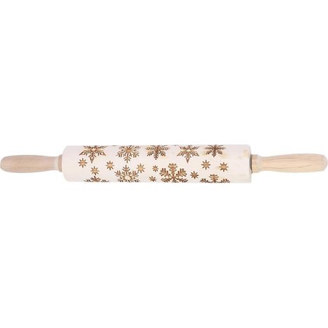 Rouleaux à pâtisserie en Bois de Noël Goupille à pâte à gaufrage gravée avec Outil de Cuisson à Motif de Flocon de Neige (1/5)