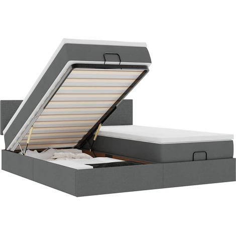 Maison Exclusive - Ottoman-Bett mit Matratzen & LEDs Dunkelgrau 1