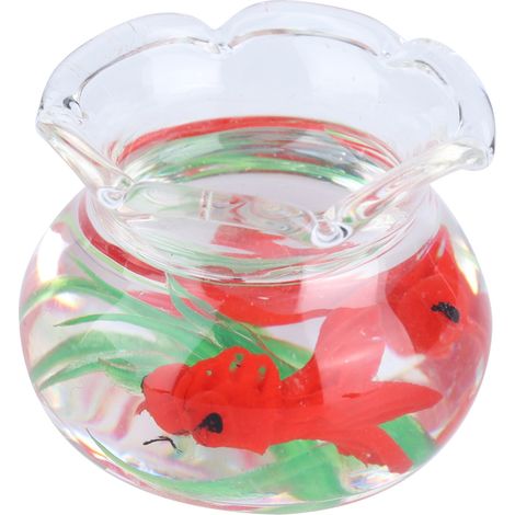 Aquarium Miniature Résine Paysage Simulé pour Maison de Poupée Décor Rouge