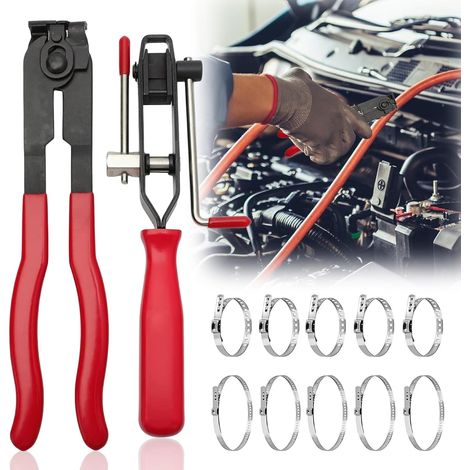 Pinces à outils pour manchons essieu : ensemble de 12 colliers serrage, 2 pinces serrage d'essieu, pince collier d'oreille, bandes - (1/5)