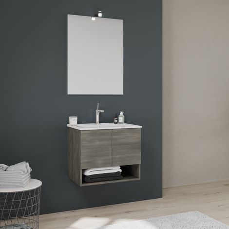 Móvil Colgado Para Baño 2 Puertas 60 Cm Roble Gris Oscuro Venezia (1/5)