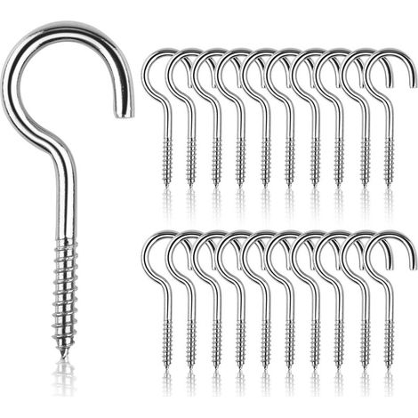 20 Pièces Crochets Visseurs Acier Inoxydable 304 M5x65 Piton Oeil Bricolage Travaux Manuels Cadres Bois (Argent) (1/5)
