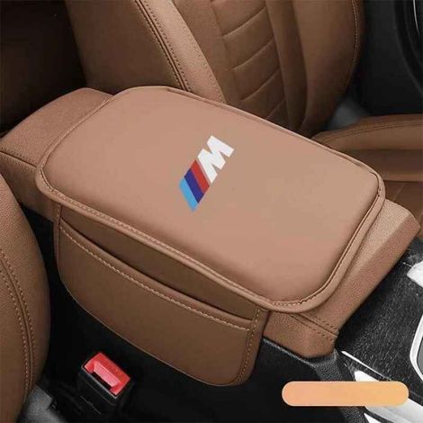 Tapis Accoudoir Voiture - Cuir et Éponge - Pour Repose-Bras Automobile - Universel avec Fixation Élastique - 1 Pièce