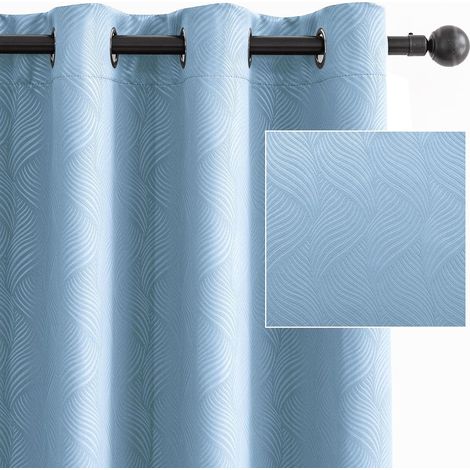 Rideau Occultant Thermiques Anti Froid 140x145cm, Bleu Clair (1/5)