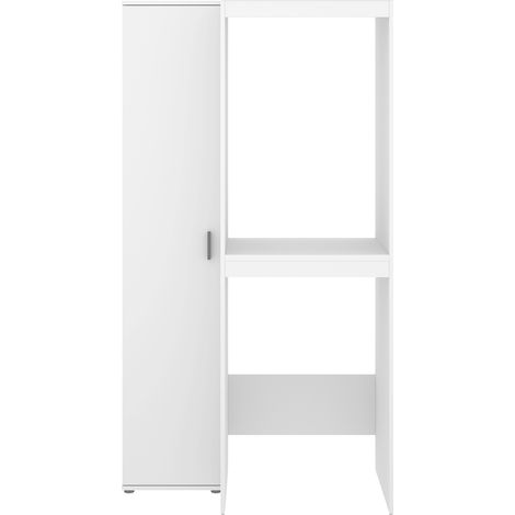 Meuble Buanderie superposé pour Lave-Linge et Sèche-Linge avec colonne de rangement coloris Blanc - Longueur 102,3 x Profondeur 62 x Hauteur 190 cm (1/5)