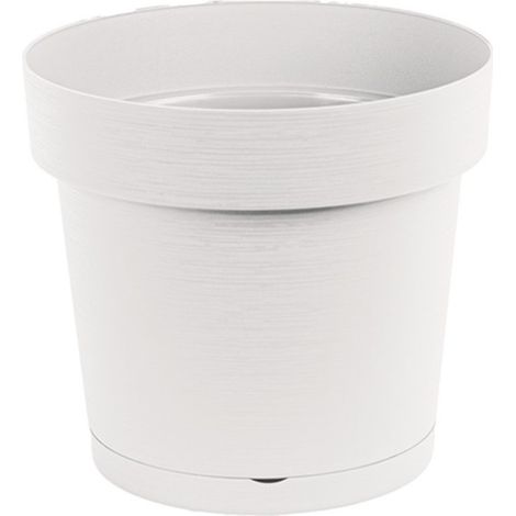 Maceta de plástico Melrose Glamour con platillo, 20 cm, blanco mate. (1/5)