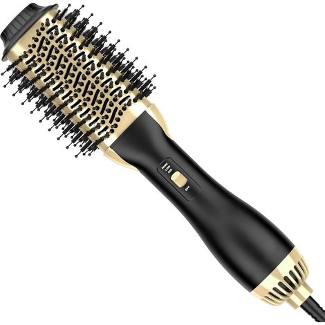 Brosse séchoir à cheveux 3 en 1 - Brosse coiffante volumisante et à air chaud - Outil de coiffage professionnel pour tous types de cheveux - Connexion ionique négative - Peigne - Rouleaux lissants - R (1/5)