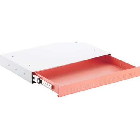 CAVO Dokumentenschublade aus Stahl 410 x 272 mm Koralle, weiß, Schreibtischschublade Unterbauschublade
