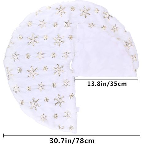 Tapis de sapin de Noël à paillettes et flocons de neige Tapis de sapin de Noël long en peluche Tapis de sapin de Noël, tapis de sol de Noël, décorations dorées (1/5)