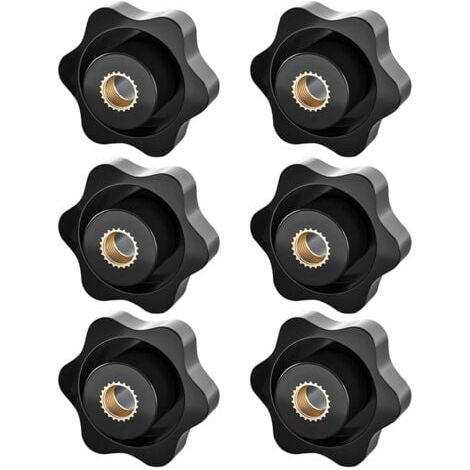 M8-Klemmknopf, Sternmutter, gerändelter Gewindeklemmknopf, M8-Klemmmutter, Sternkopf-Klemmmutterknopf, für Mechanik, Möbel, Elektronikgeräte, 6er-Pack (1/4)