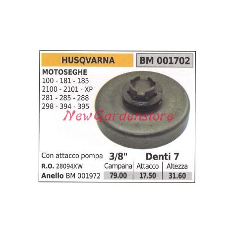 HUSQVARNA Kettensägenmotor Ritzel 100 181 185 2100 2101 XP 3/8' Zähne 7 001702