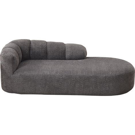 Chaise longue relax sans accoudoirs en tissu anthracite, dossier ondulé, assise moelleuse et design minimaliste pour salon, chambre ou coin lecture CHICFURN (1/5)