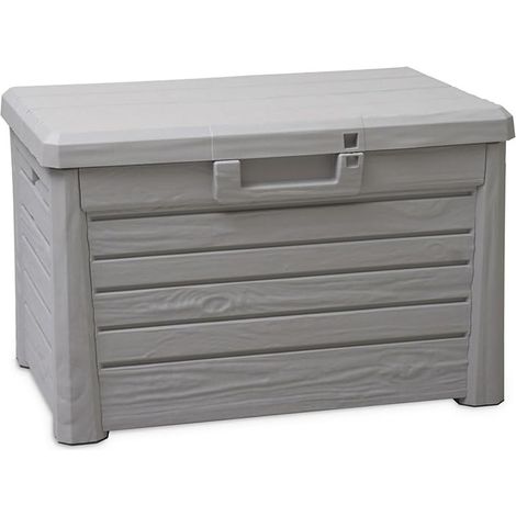 Baule da esterno e interno Compact Box Florida 120 litri con seduta effetto legno colore grigio tortora Toomax