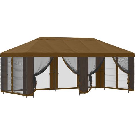 vidaXL Garden Gazebo with Sidewalls 6 x 3 m Taupe Polyester and Steel (1/3)