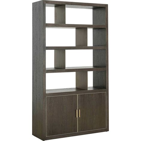 Cabinet d'exposition 3 étagères 2 portes - Bois foncé élégant (1/5)
