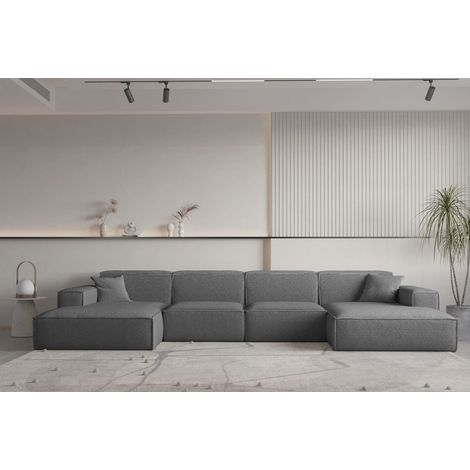 Wohnlandschaft U-Form CELES PREMIUM XS in Stoff Ascot Bukla Graphit (1/2)