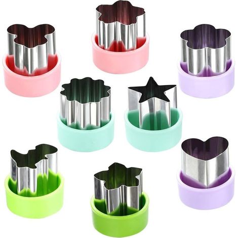 Lot 8 emporte-pièces acier inoxydable 3,8 cm – Légumes fruits bento sandwich pâtisserie (1/5)