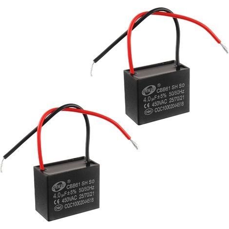 Condensateur CBB61 4µF 450V AC 50/60Hz – Moteur pour ventilateur et climatiseur – Faible perte à haute fréquence – Lot de 2 (1/2)