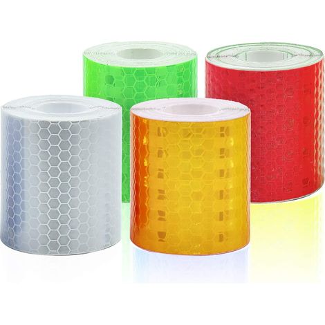 4 Rollen Reflektierendes Klebeband, Selbstklebendes Sicherheits-Warnband Nacht-Reflexionsbänder Klebeband Filmklebebänder 5cm x 3m Filmklebeband Wetterfestes Reflektionsband (1/5)