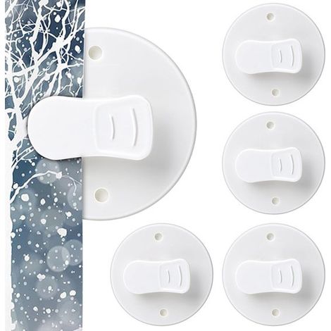 Clips de salle de bain pour rideaux de bain - blanc - Clips de protection contre le vent - Support pour - Lot de 10 pinces pour rideau de douche (1/5)