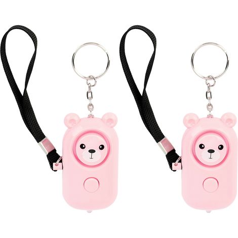 2er-Set Sicherheitsalarm-Schlüsselanhänger im Bären-Design für Frauen, Mädchen, Kinder und Senioren, rosa und pink (1/5)