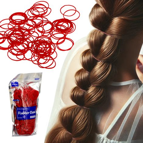Gomas de silicona para trenzas, resistentes, rojas, talla M, 1300 unidades. (1/5)