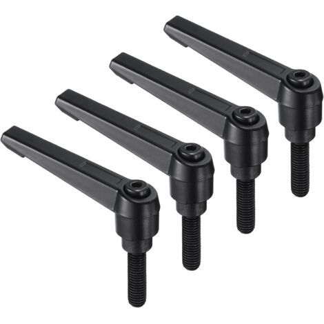 Lot de 4 Poignées à levier M8 x 25 mm Acier au carbone Noir Mécanisme verrouillage rapide Pour machines industrielles (1/5)