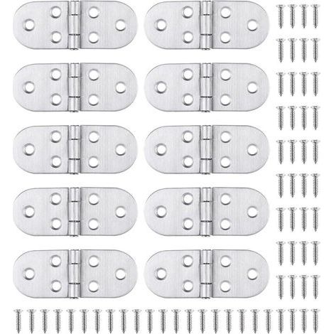 10 Charnière Inox et Vis, Montage facile et solides, pour Table Pliante, Porte de Placard, Trappe, Fenêtre Bateau/Maison (1/4)