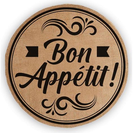 Set de table Bon Appetit rond en toile de jute 38 cm (1/2)