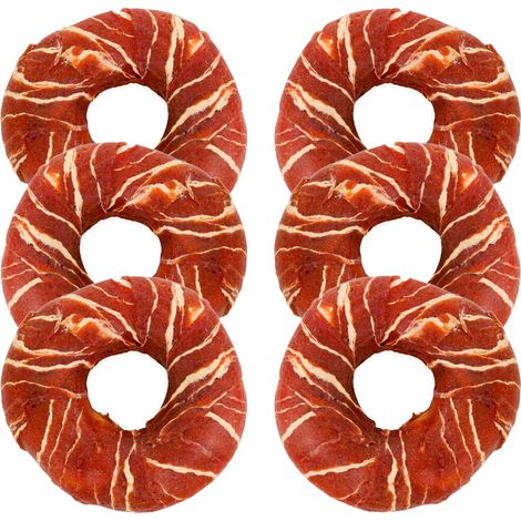 Golosina para perros, snack, donuts envueltos en piel con pato Hau&Miau 500g