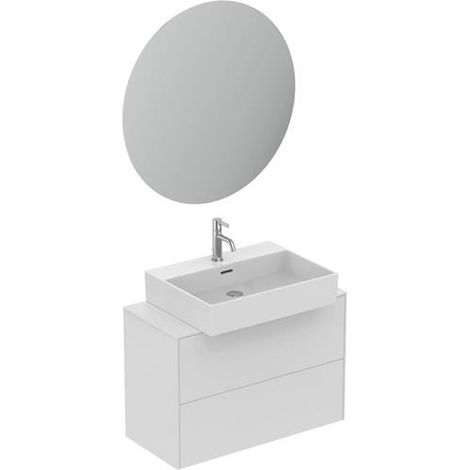 Ensemble IS Bundle01 Conca avec lavabo, meuble sous-vasque blanc, miroir et robinetterie