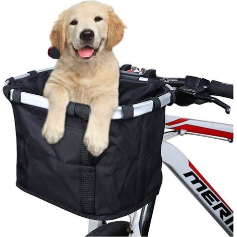 Panier à vélo Pliable, Amovible Vélo Guidon Panier, Cycle Avant Toile Panier Transporteur Sac Pet Carrier Facile à Installer (1/5)
