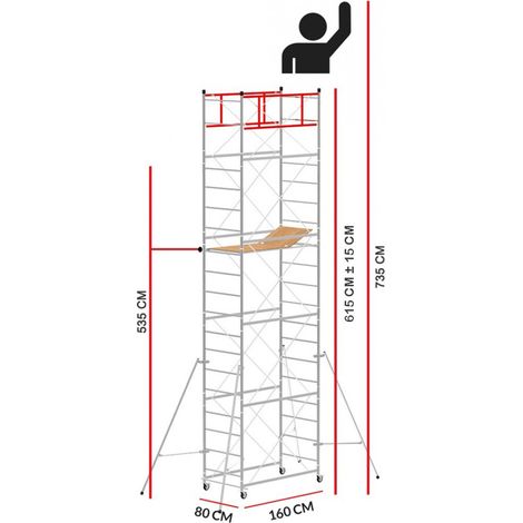 Echafaudage M4 LUX (Hauteur de travail 7,35 m)