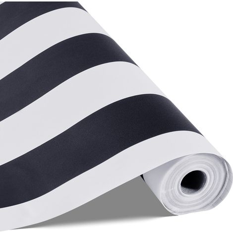 Papier Peint Autocollant Noir et Blanc, 45cm x 15m, Géométrique Moderne, Vinyle Imperméable et Facile à Nettoyer pour Décoration (1/5)