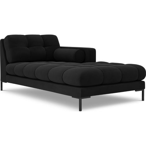 Méridienne droite en velours noir (1/5)
