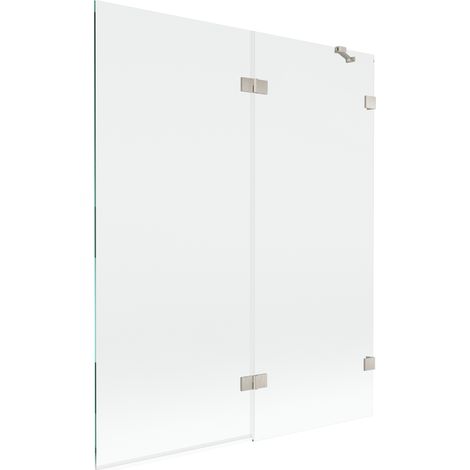 Mexen Lunar Duschwand, 2-flügelig, rechts, 140 x 150 cm, transparent, gebürsteter Nickel - 897-140-100-97-00-P