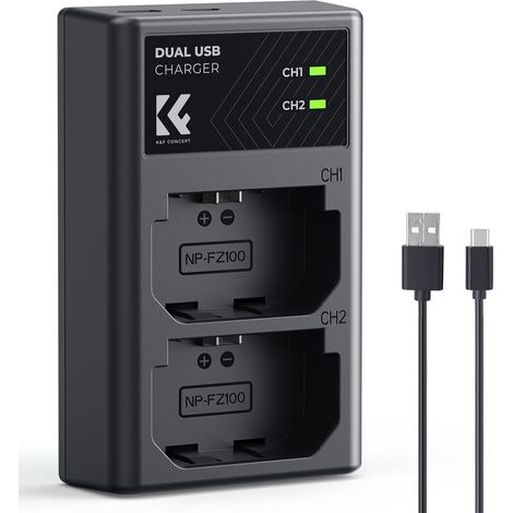 Chargeur Rapide Double Emplacement Micro USB et Type-C Double Interface, Batterie Compatible A7 III, A7R III (A7R3), A9, a9 II Câble USB Chargeur de Batterie (1/5)