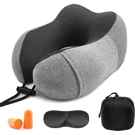Comfy Coussin de Voyage Avion Voiture Oreiller à mémoire Forme Gris (1/5)
