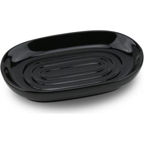 Porte Savon Céramique Antidérapant, Porte Savon Marbre pour Salle de Bain, Support Savon Solide pour Cuisine, Évier et Douche (Noir) (1/5)