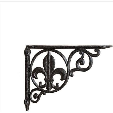 Set de 2 équerres d'étagère en fonte 23,3x17,5x3 cm – Supports muraux pour étagères lourdes – Fixation robuste pour bois dur (1/4)