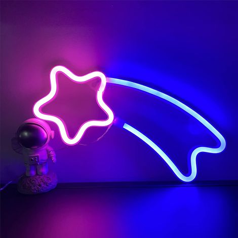 Enseigne Néon Étoile - Alimentation USB ou Piles AAA - Luminaire Décoratif LED pour Mur - Idéal Décoration Intérieure et Fêtes - 1 Pièce (1/5)