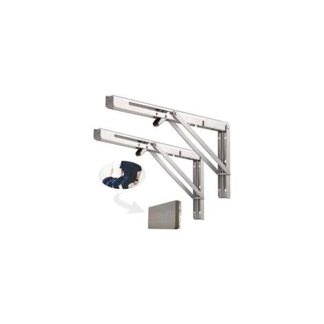 Mensola a muro pieghevole da 500 mm, staffa da banco da lavoro pieghevole in acciaio inox 304, supporto pieghevole, staffa per mensola a muro (2 pezzi), argento - Crezuo (1/4)