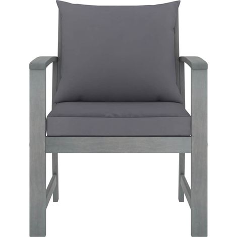 vidaXL Sillas de jardín cojines 2 uds gris oscuro madera maciza acacia (1/2)