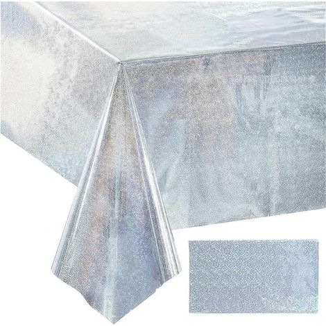 Glitzer Tischdecke Silber 274x137cm für Geburtstage & Partys