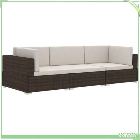 Salon de jardin 3 pcs - FAFEICY - 47265 - Résine tressée - Marron & blanc crème - Cadre acier enduit de poudre (1/5)