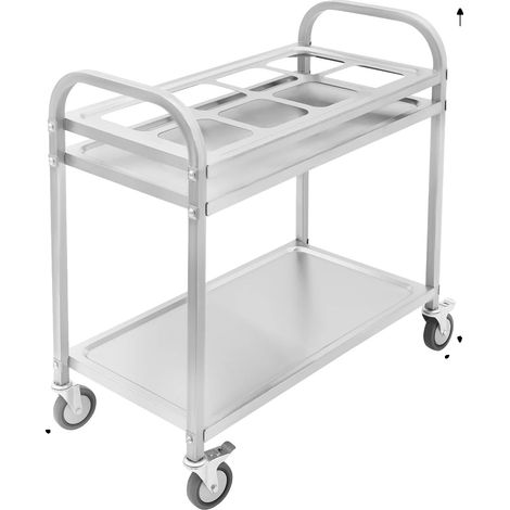 Servierwagen, Edelstahl, 2-stöckiges Design, Mittel (1/2)