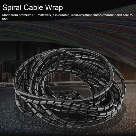Protège-câbles spiralé, organisateur de câbles, gestion des cordons pour la maison et le bureau, 10 mm (noir) (1/5)