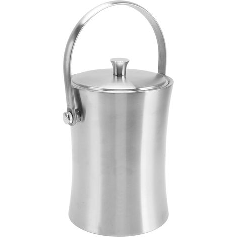 Doppelwandiger 1-Liter-Eiskübel aus Edelstahl, ausladende Form, mit Deckel und Eistrennsystem, ideal für Champagner und Wein. (1/5)