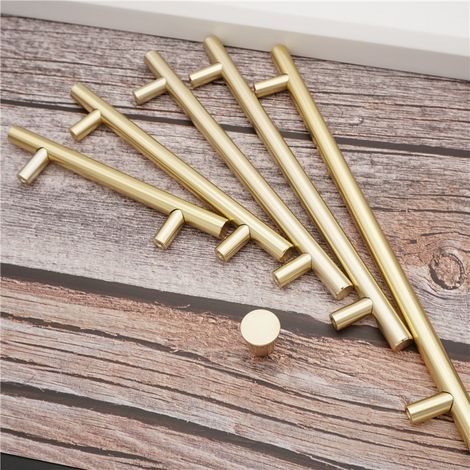 GENERIC- Poignées De Porte De Meuble De Cuisine Boutons De Barre En T Entraxe 192 Mm 2pcs Couleur : Laiton Brossé (1/5)