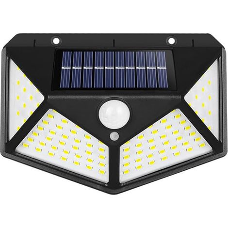 Lot lampes solaires extérieur détecteur mouvement 100 LED murale ABS UV -20 à 50 °C batterie 1200 mAh 30%... (1/5)